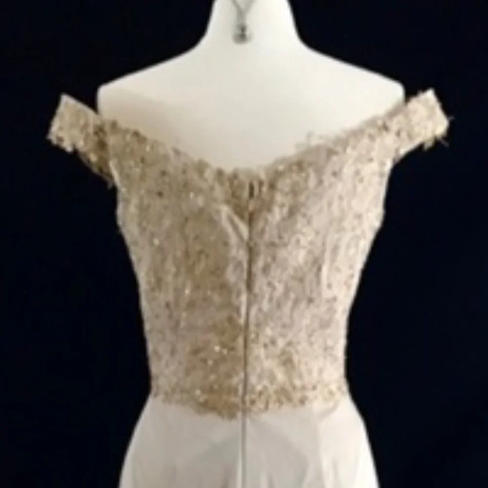 Mon Cheri Designer Off-the-Shoulder Trumpet Gown - Size 14  NWT - Picture 3 of 9